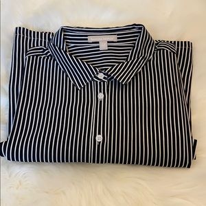 Woman Within Black and White Striped Midi Dress